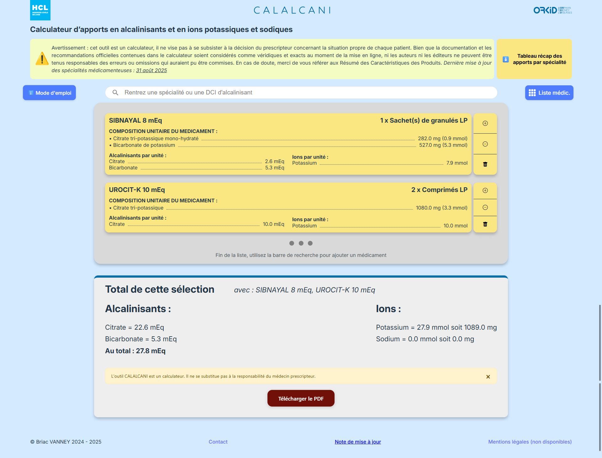 Original CALALCANI interface from the PharmD thesis